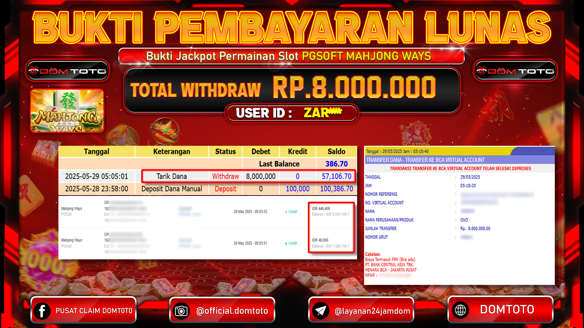 JACKPOT SLOT MAHJONG WAYS  29 MEI 2025